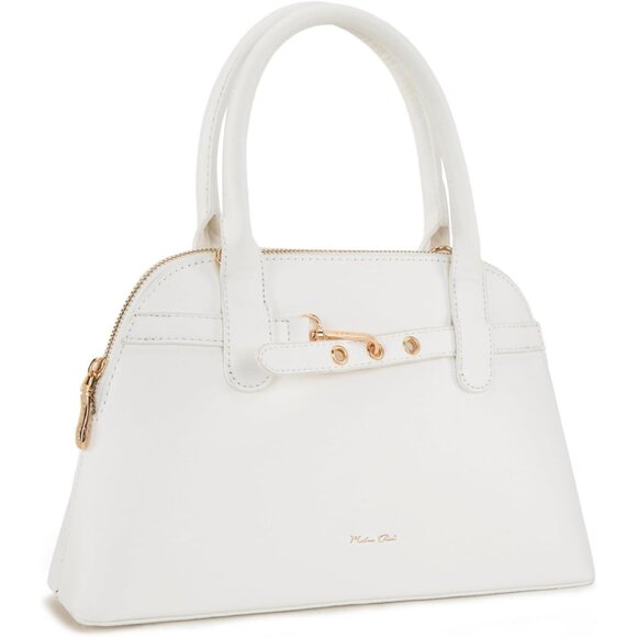 ⚡ Women's White Shoulder Strap Belted Top Handle Designer Crossbody Satchel Bag - Picture 6 of 7